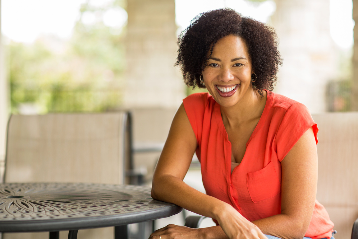 Confident Happy African American Woman Smiling outside